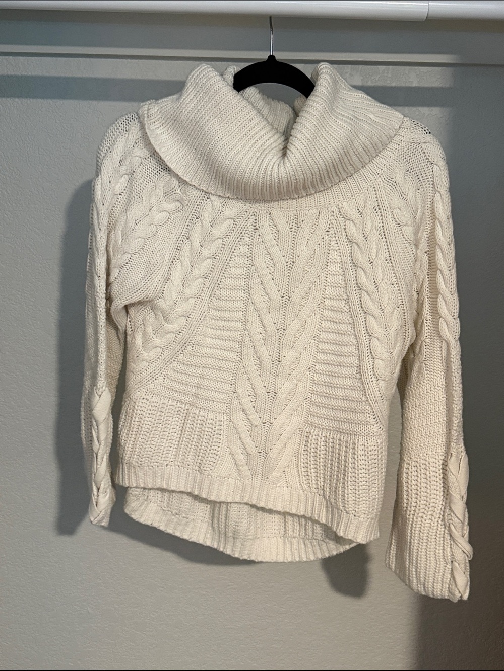 Express Cream Cable Knit Cowl Sweater
